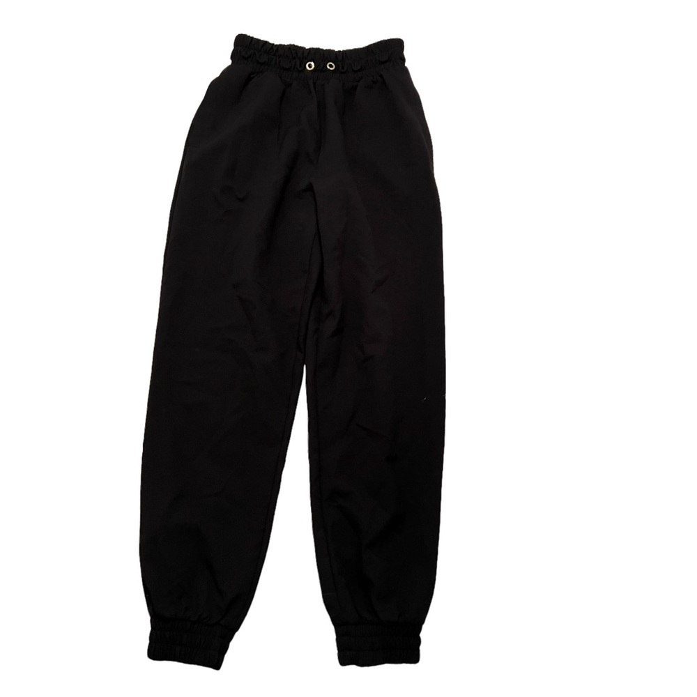 Zara Women's Size Small Jogger Pants Black Thick Elastic Waistband Faux Leather‎